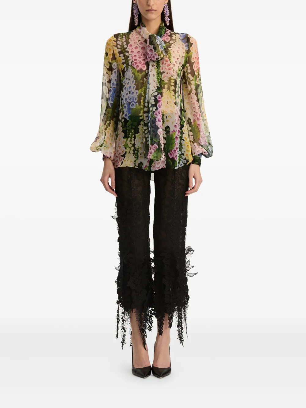 Oscar de la Renta Foxglove blouse - Zwart