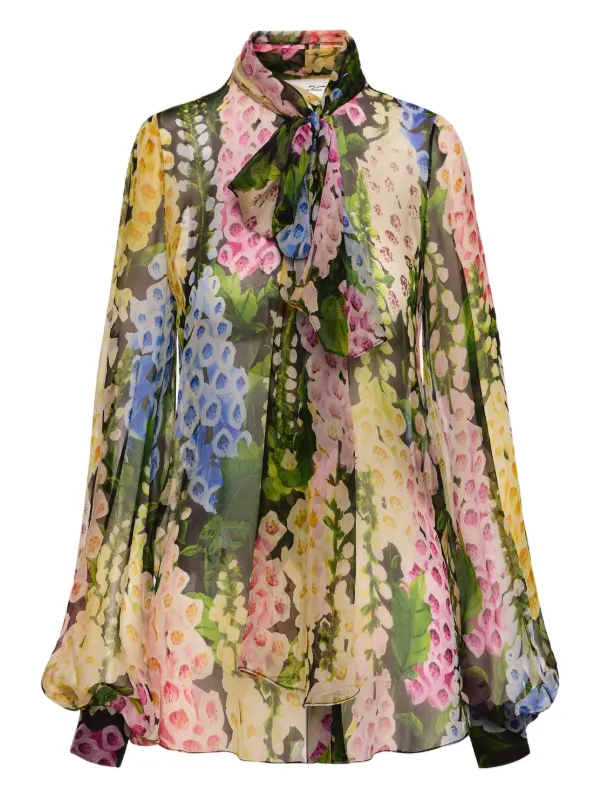 Oscar de la Renta Foxglove Blouse in Black