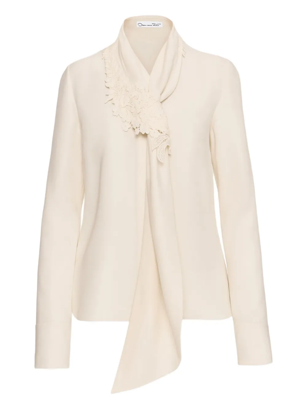 Oscar De La Renta Tie-neck Georgette Blouse In Multi