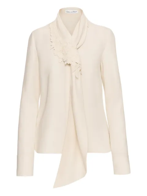 Oscar de la Renta tie-neck georgette blouse