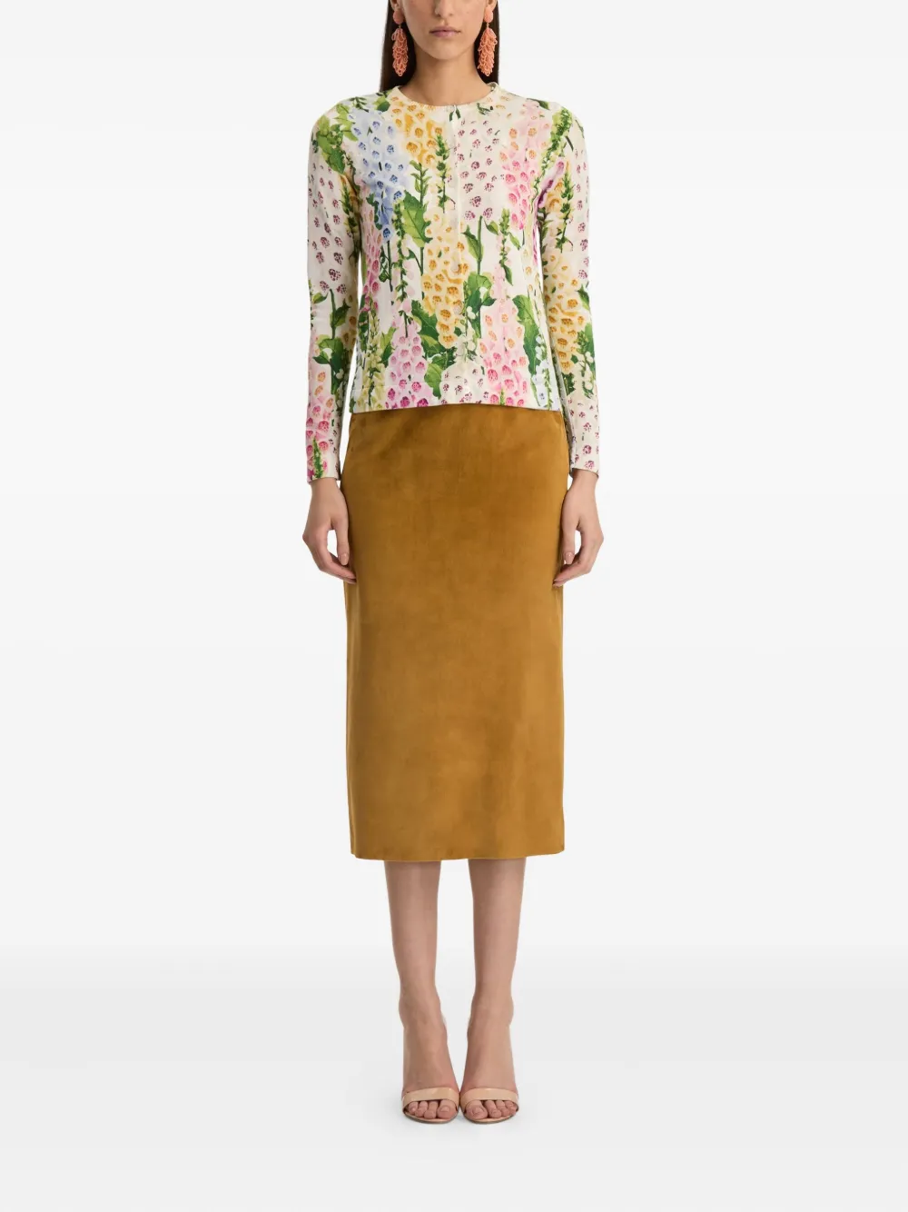 Oscar De La Renta Foxglove Cardigan Mit Print In Multi