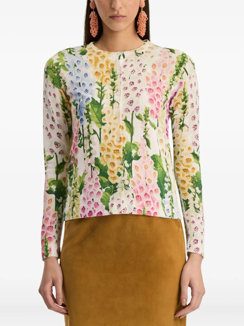 Oscar De La Renta Foxglove Cardigan Mit Print In Multi