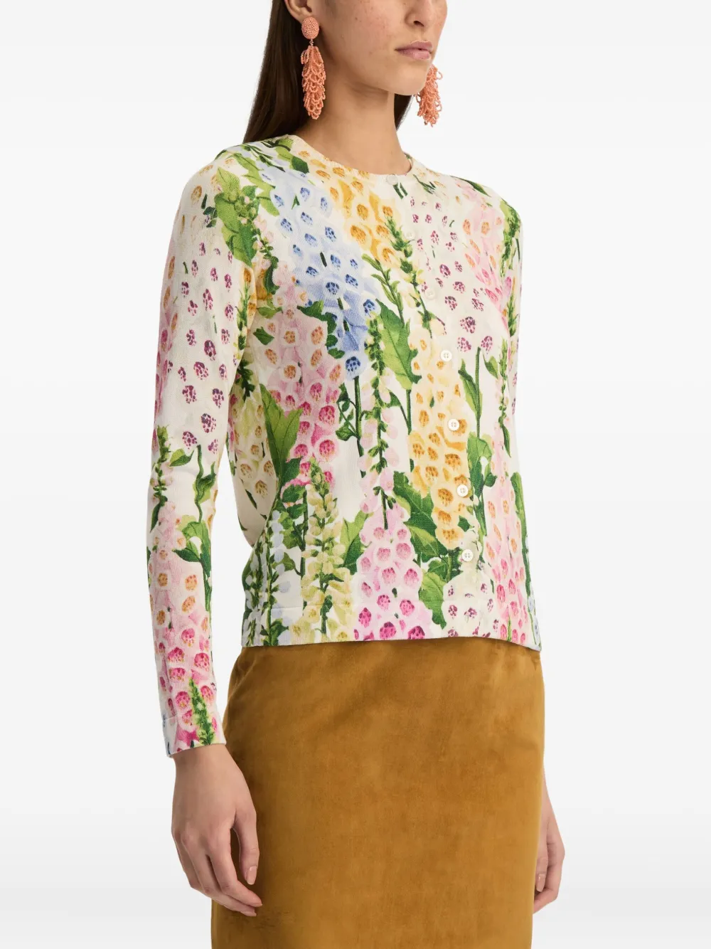 Oscar De La Renta Foxglove Cardigan Mit Print In Multi