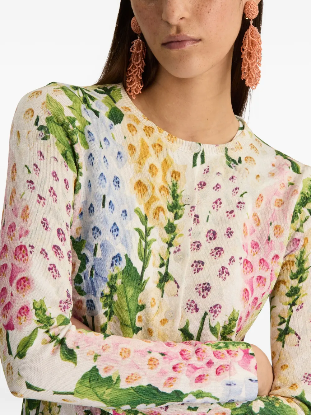 Oscar De La Renta Foxglove Cardigan Mit Print In Multi
