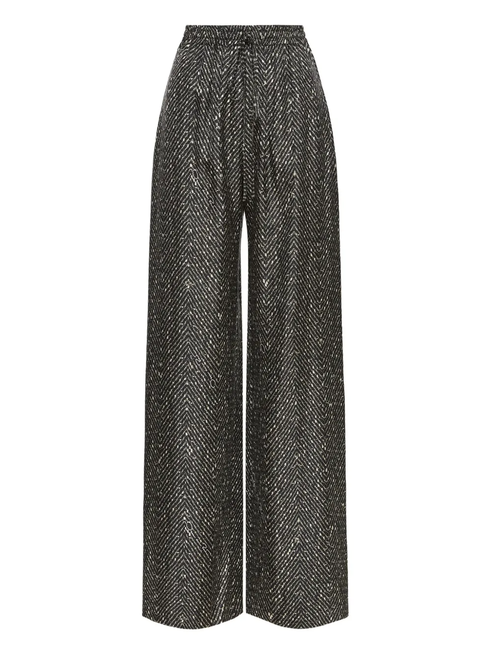 Oscar De La Renta Chevron Silk Twill Drawstring Pant In Black