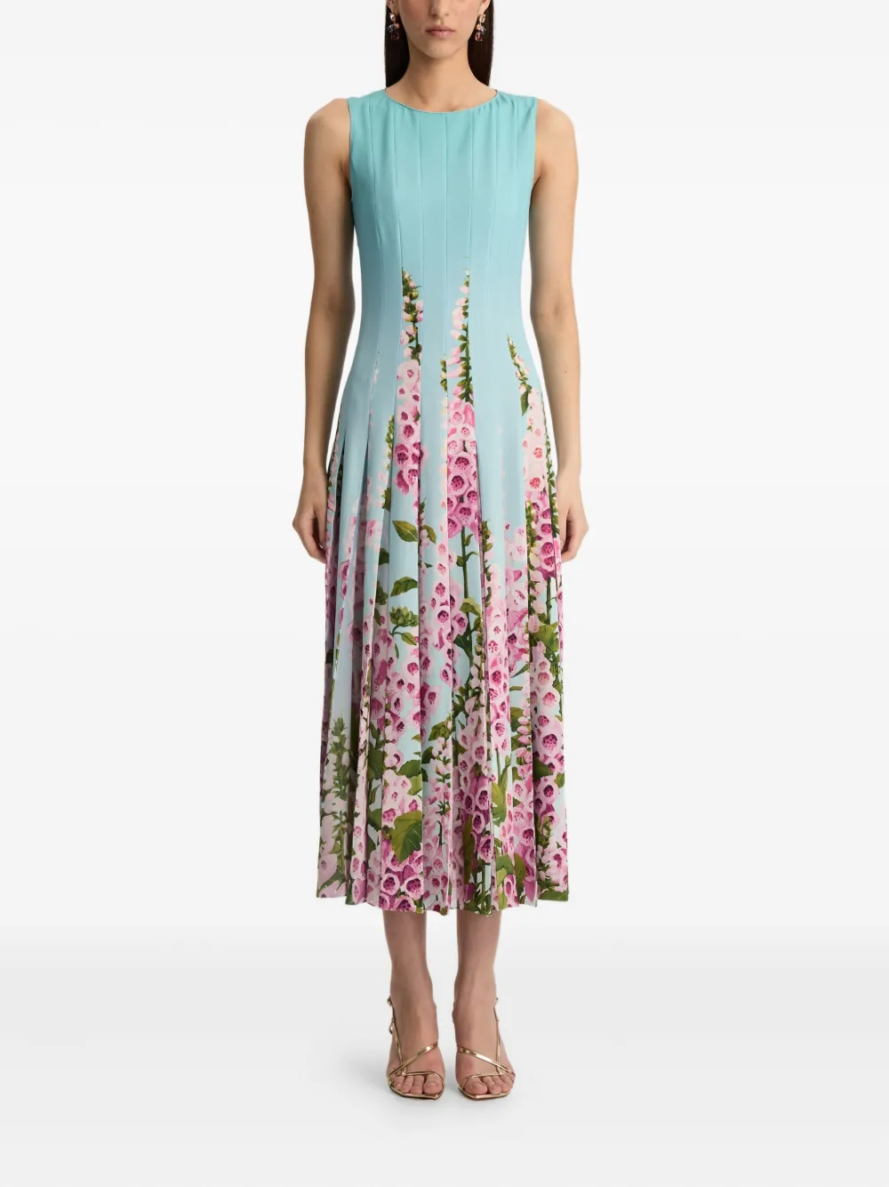 Oscar de la Renta Foxglove chiffon jurk - Blauw