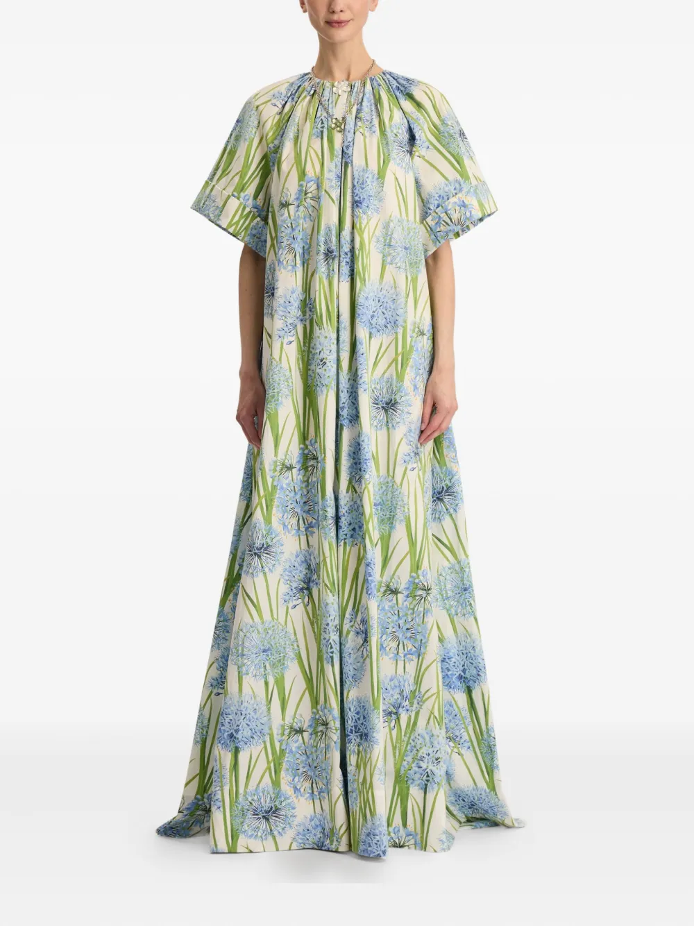 Oscar de la Renta Maxi-jurk met bloemenprint - Blauw