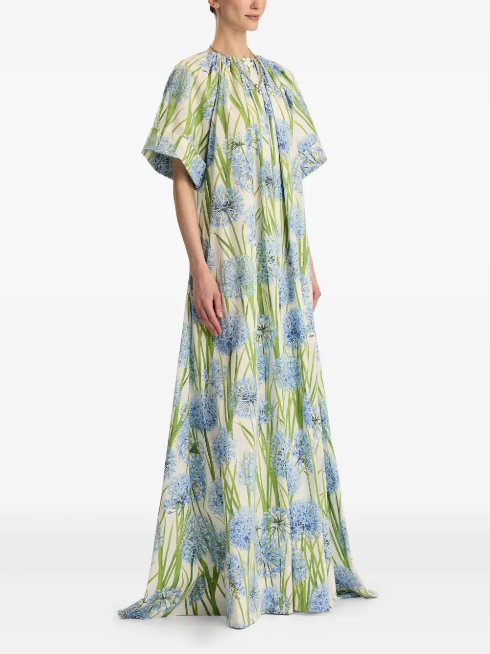 Oscar De La Renta Floral-patter Maxi Dress In Multi