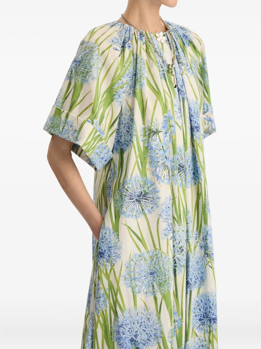 Oscar De La Renta Floral-patter Maxi Dress In Multi