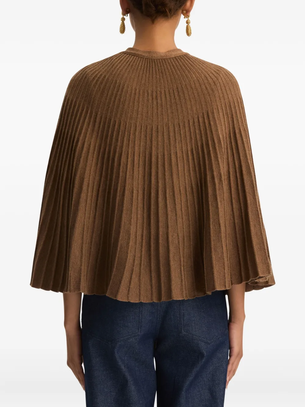Oscar De La Renta Ribbed Tie Sweater In Brown