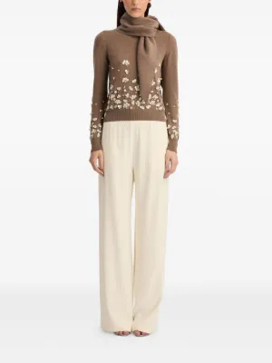 Pull Femme Oscar De La Renta En Coton Blanc - Nœud Décoratif, Taille Regular, Neuf Avec Étiquettes