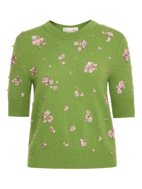 Oscar de la Renta crystal-cluster embroidered pullover