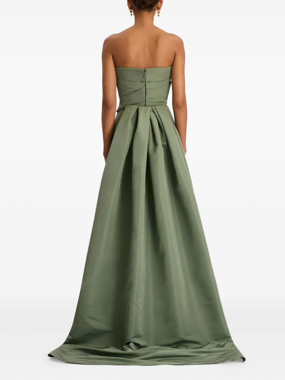 Oscar De La Renta Leaf-embellished Faille Gown In Green