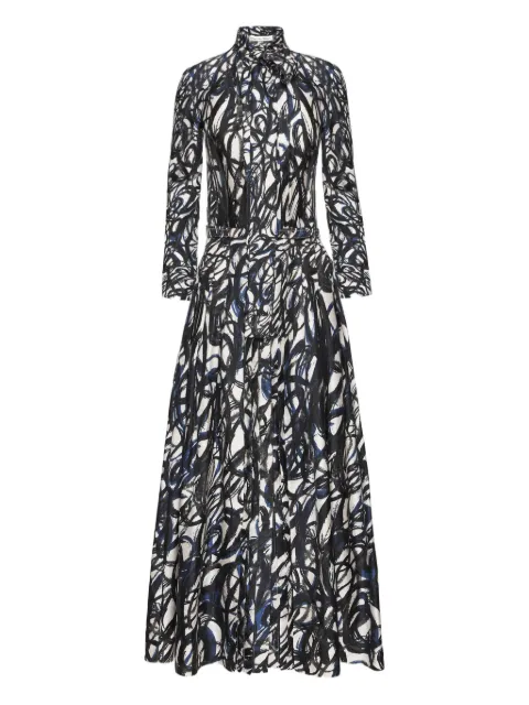 Oscar de la Renta abstract-sketch twill midi dress