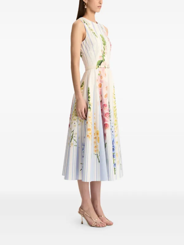 Oscar de La Renta Foxglove Trompe Loeil Dress - White Oscar de La Renta Foxglove Trompe Loeil Dress - White