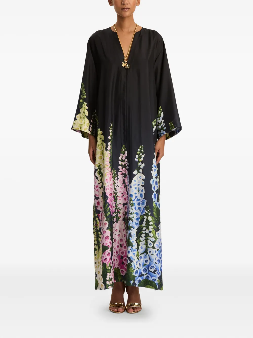 Oscar de la Renta Foxglove zijden twill jurk - Zwart