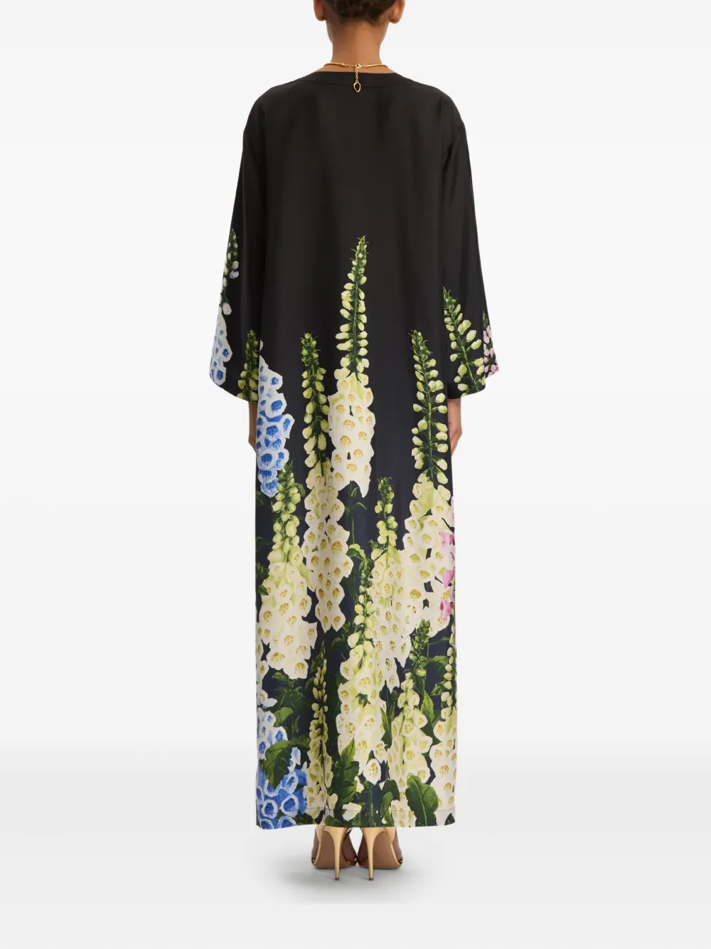 Oscar de la Renta Foxglove zijden twill jurk Zwart