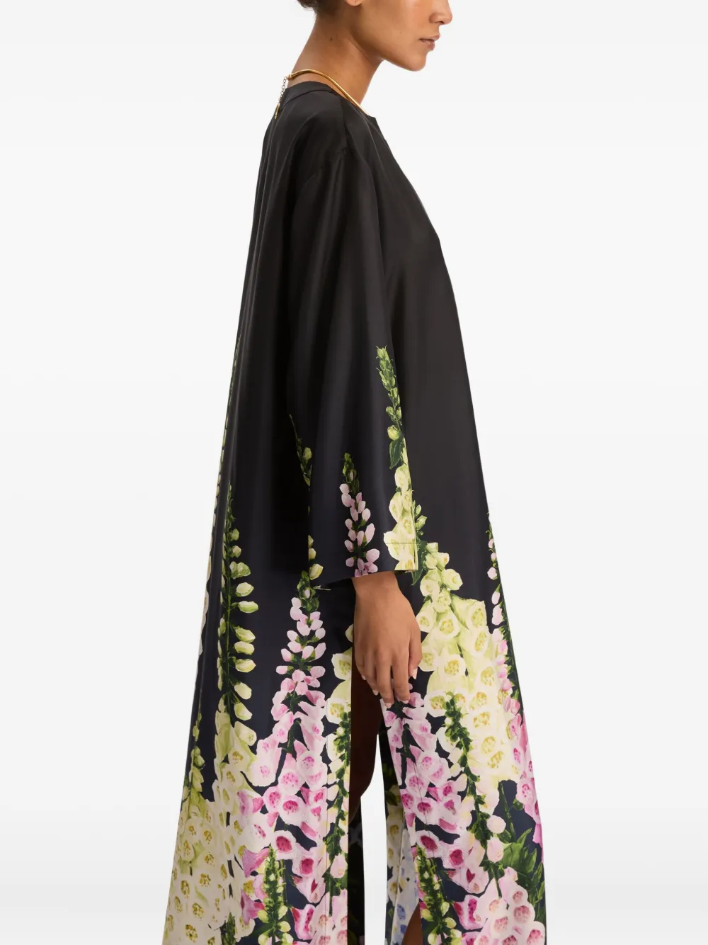 Oscar de la Renta Foxglove zijden twill jurk Zwart