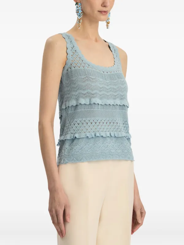 Oscar De La Renta Scallop Tank Top | Blue | FARFETCH