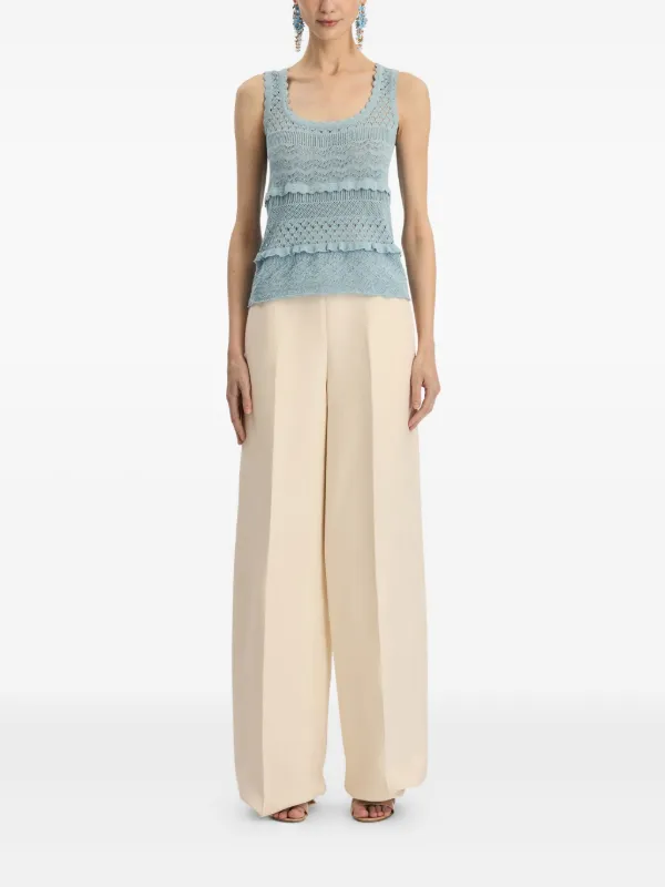 Oscar De La Renta Scallop Tank Top | Blue | FARFETCH