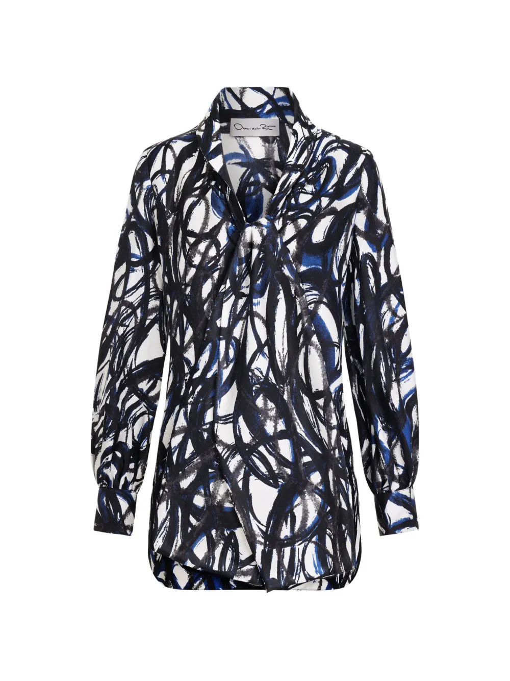 Oscar de la Renta abstract sketch silk twill blouse - Nero