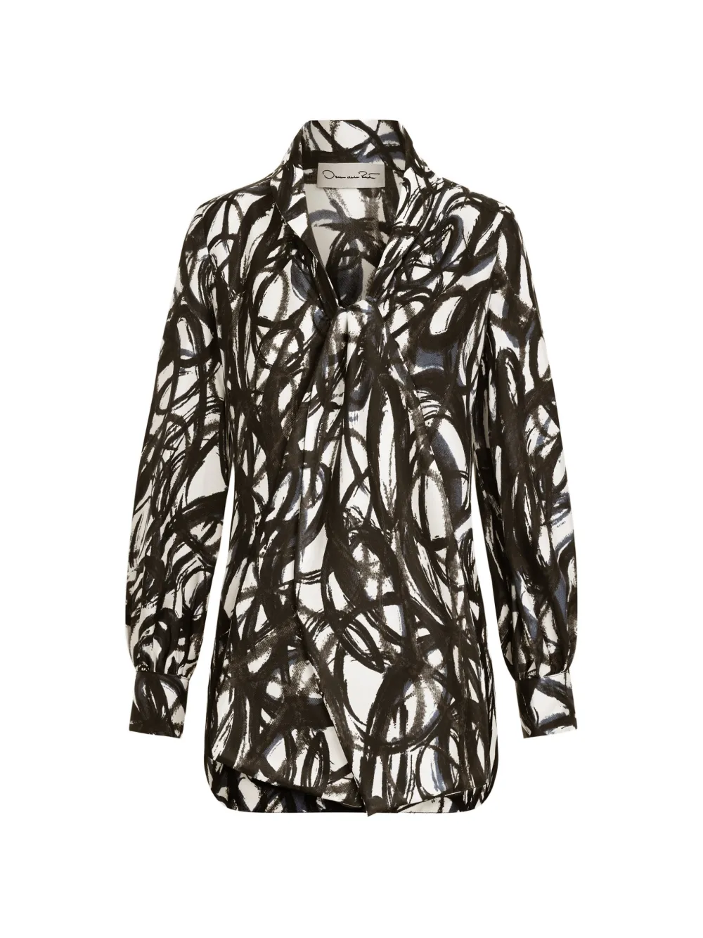 Oscar de la Renta abstract sketch silk twill blouse - Nero