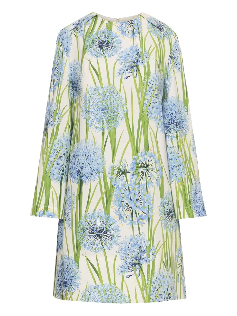Oscar De La Renta Allium Long Sleeve Stretch Cotton Poplin Minidress In Multi