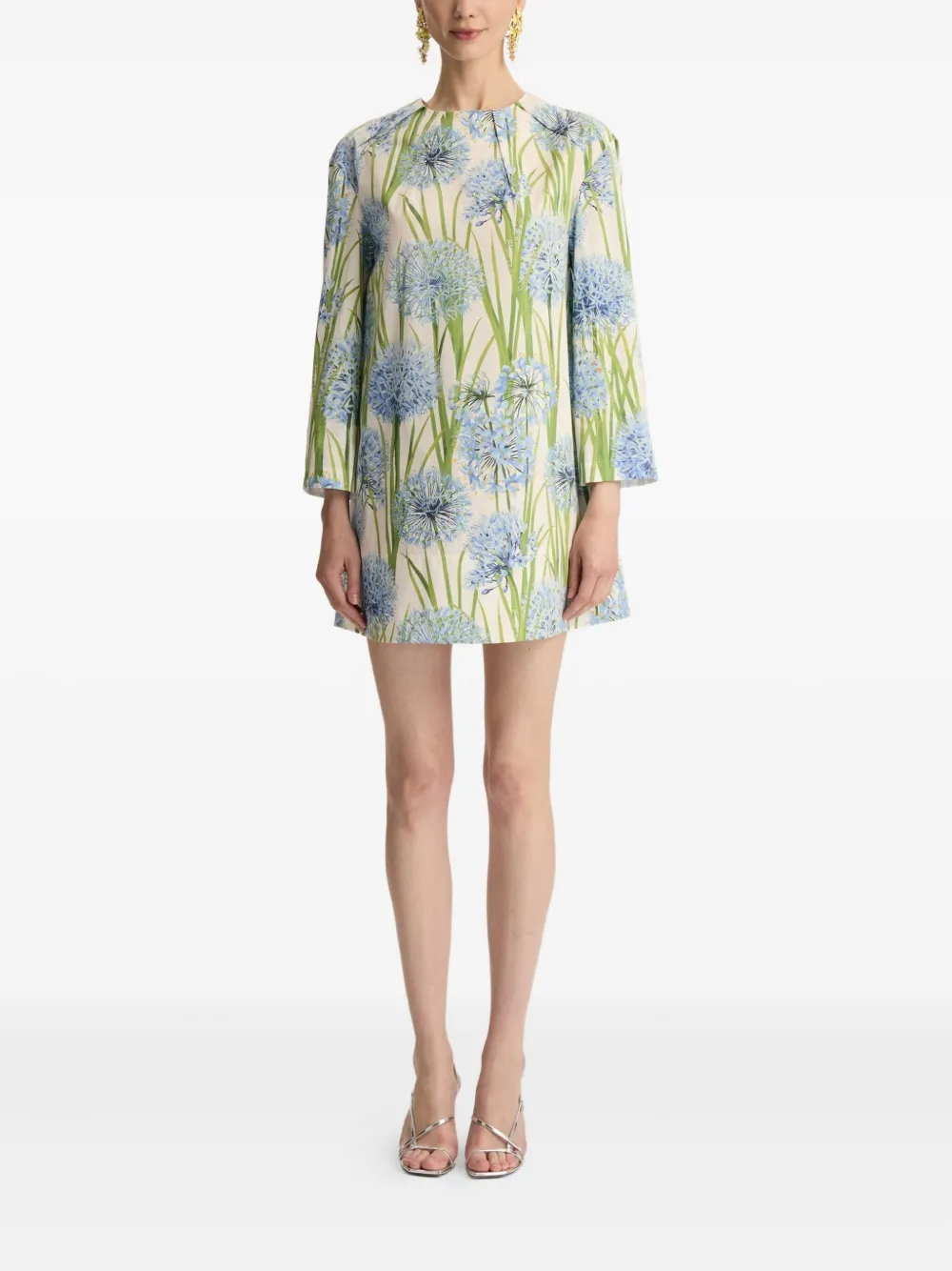 Oscar de la Renta Allium popeline jurk - Blauw