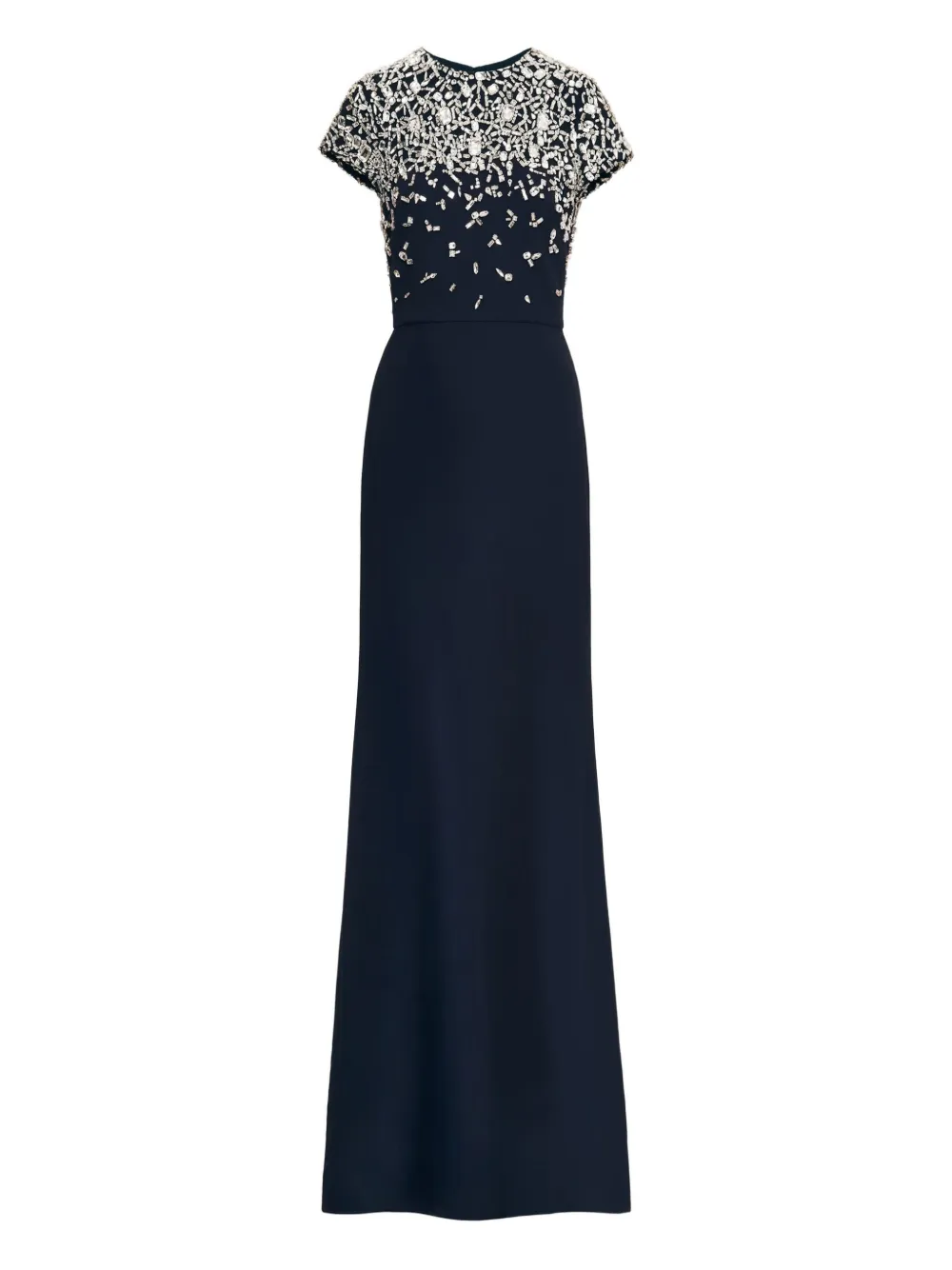 Oscar De La Renta Mosaic-pattern Embroidered Gown In Blue