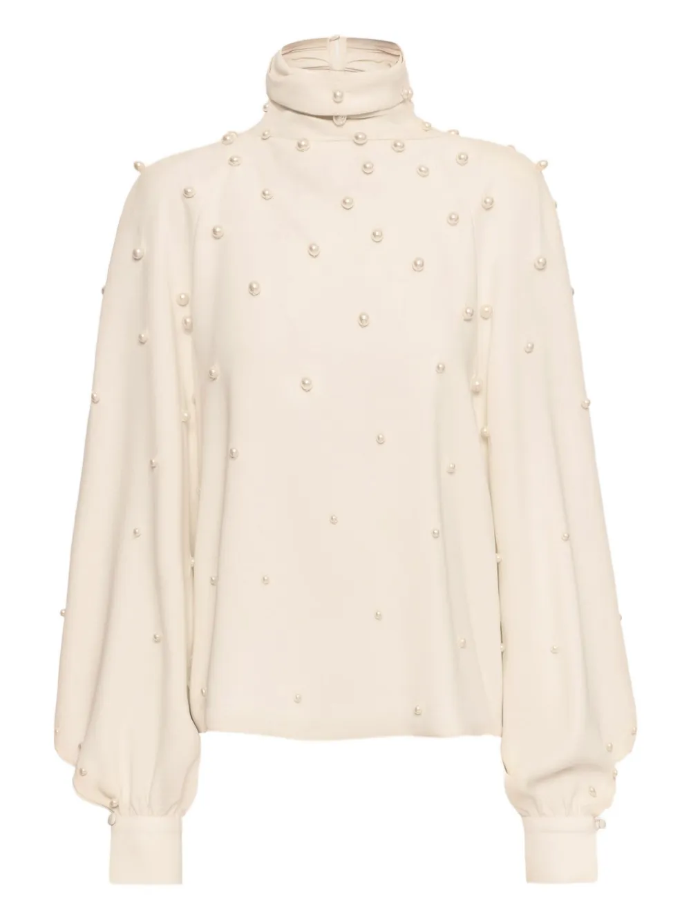 Oscar De La Renta Pearl Cluster Blouse In Neutral