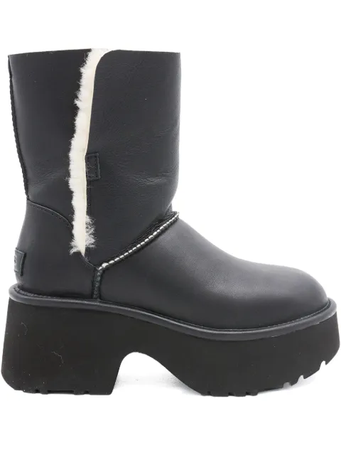 UGG platform fur-trim leather boots