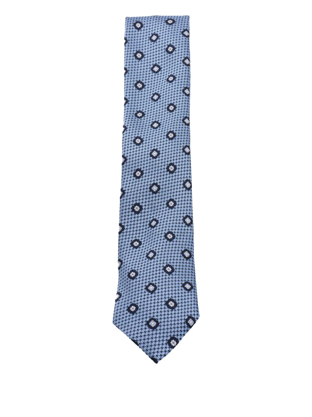 Zegna Patterned Ties With Pointed Tip And Texture In Blue