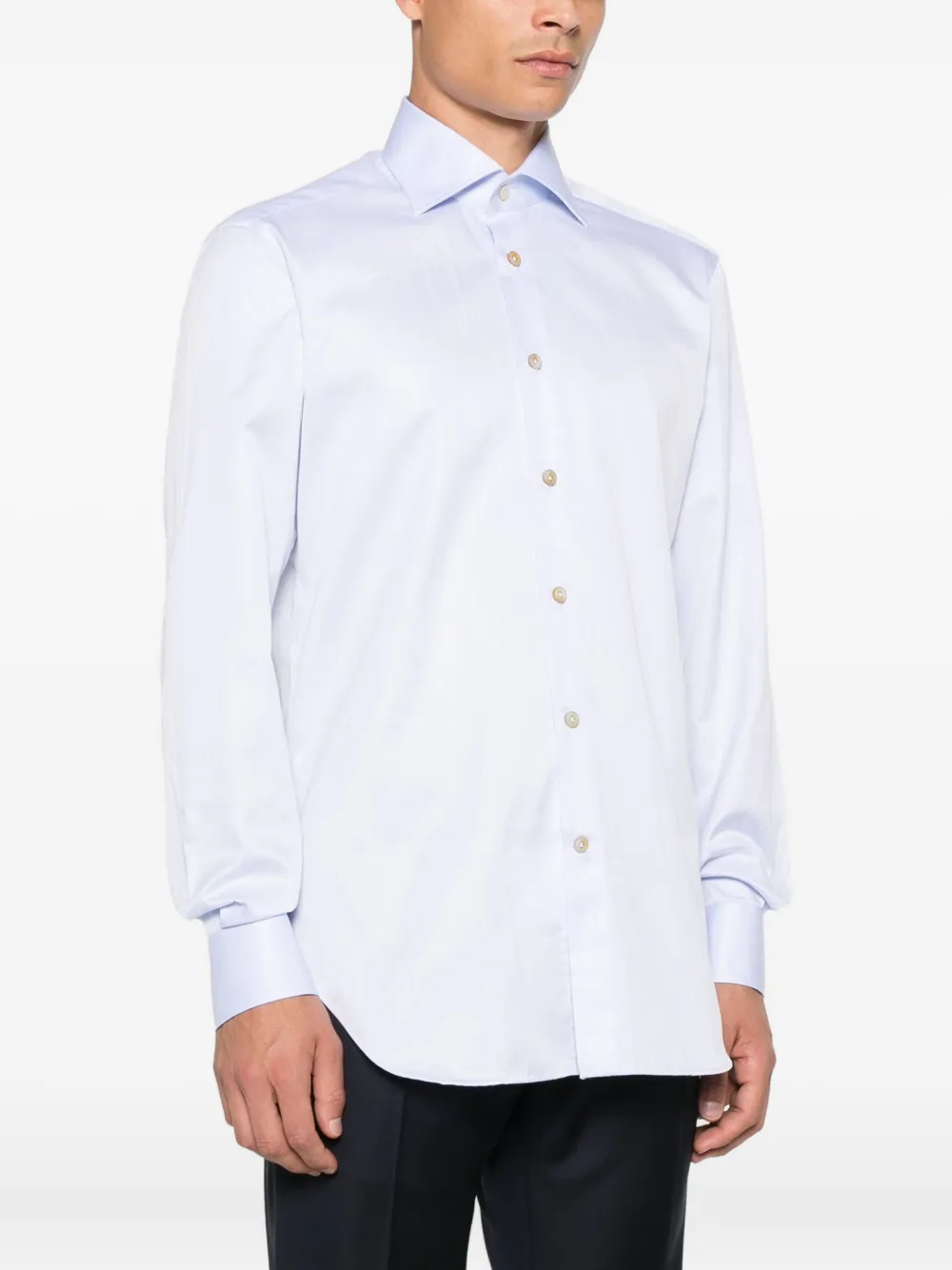 Kiton Katoenen overhemd Blauw