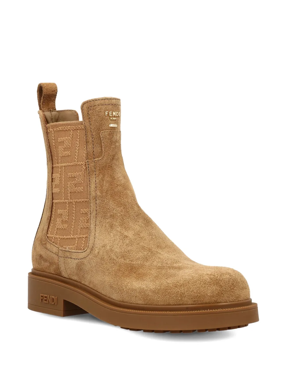 Fendi Ankle Boots With Elastic Side Panels In Brown