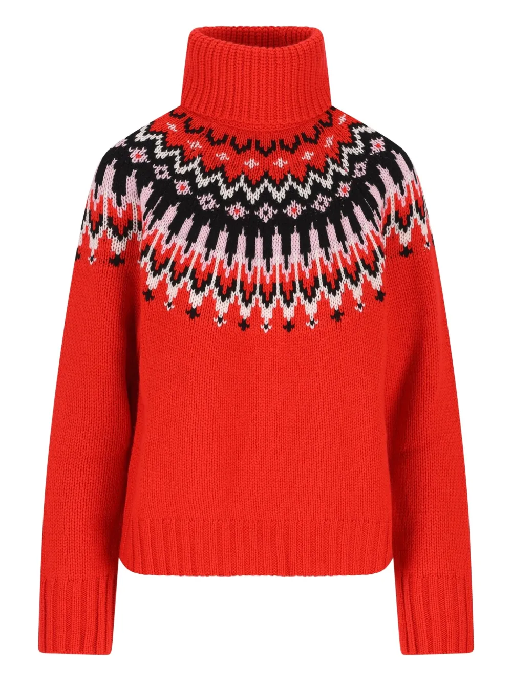 Bogner Patterned Roll-neck Sweater In Red