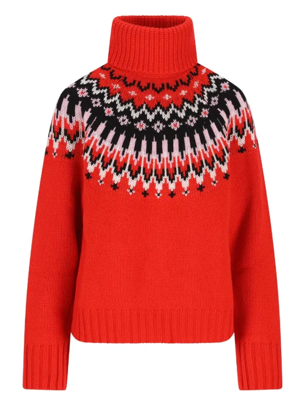 Bogner Patterned Roll-neck Sweater in Orange