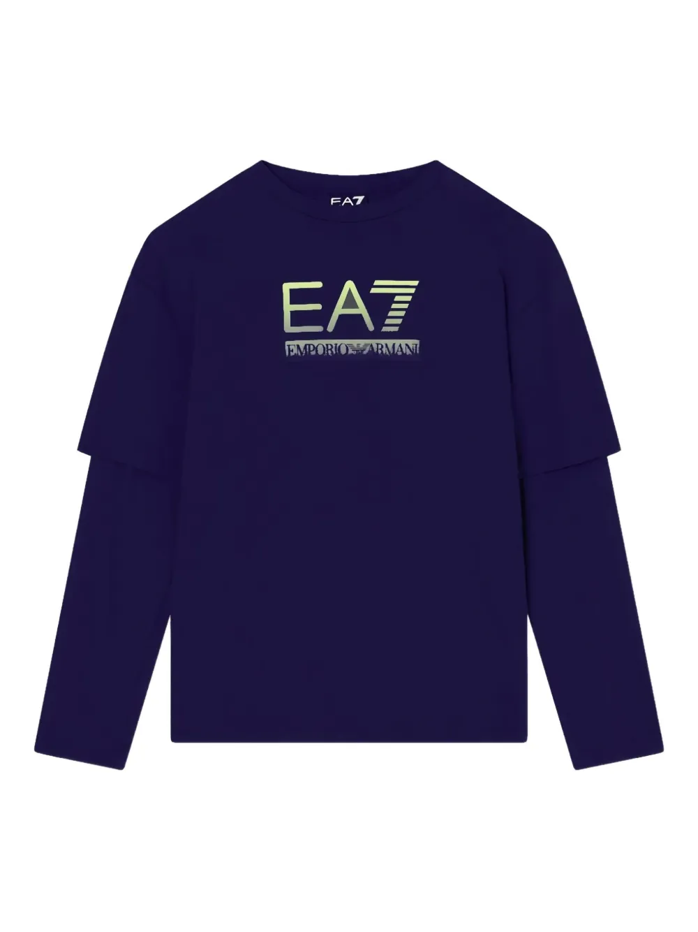 Ea7 Logo-print Long-sleeve T-shirt In Blue