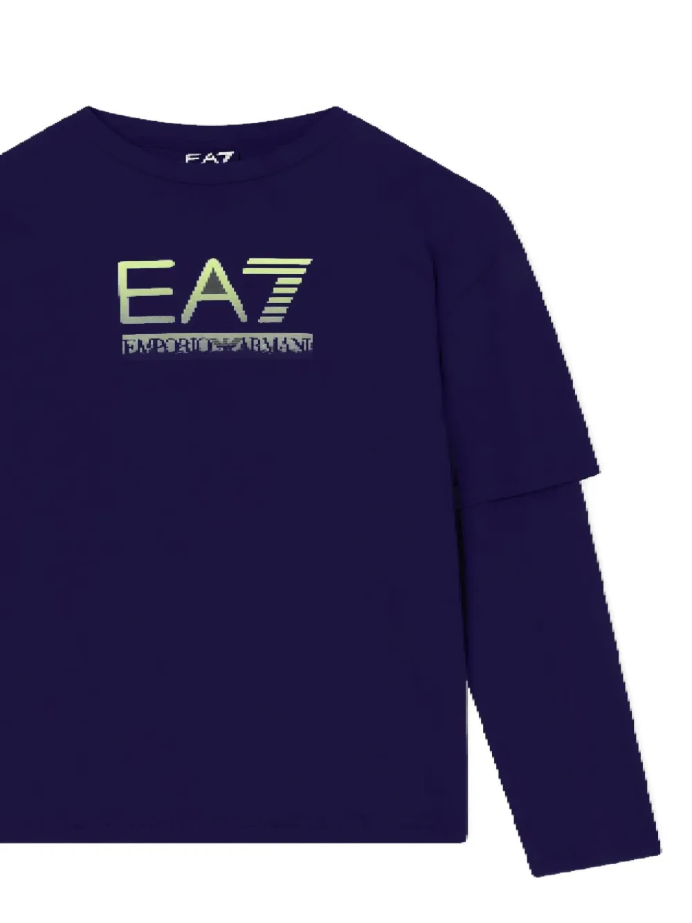 Ea7 Logo-print Long-sleeve T-shirt In Blue
