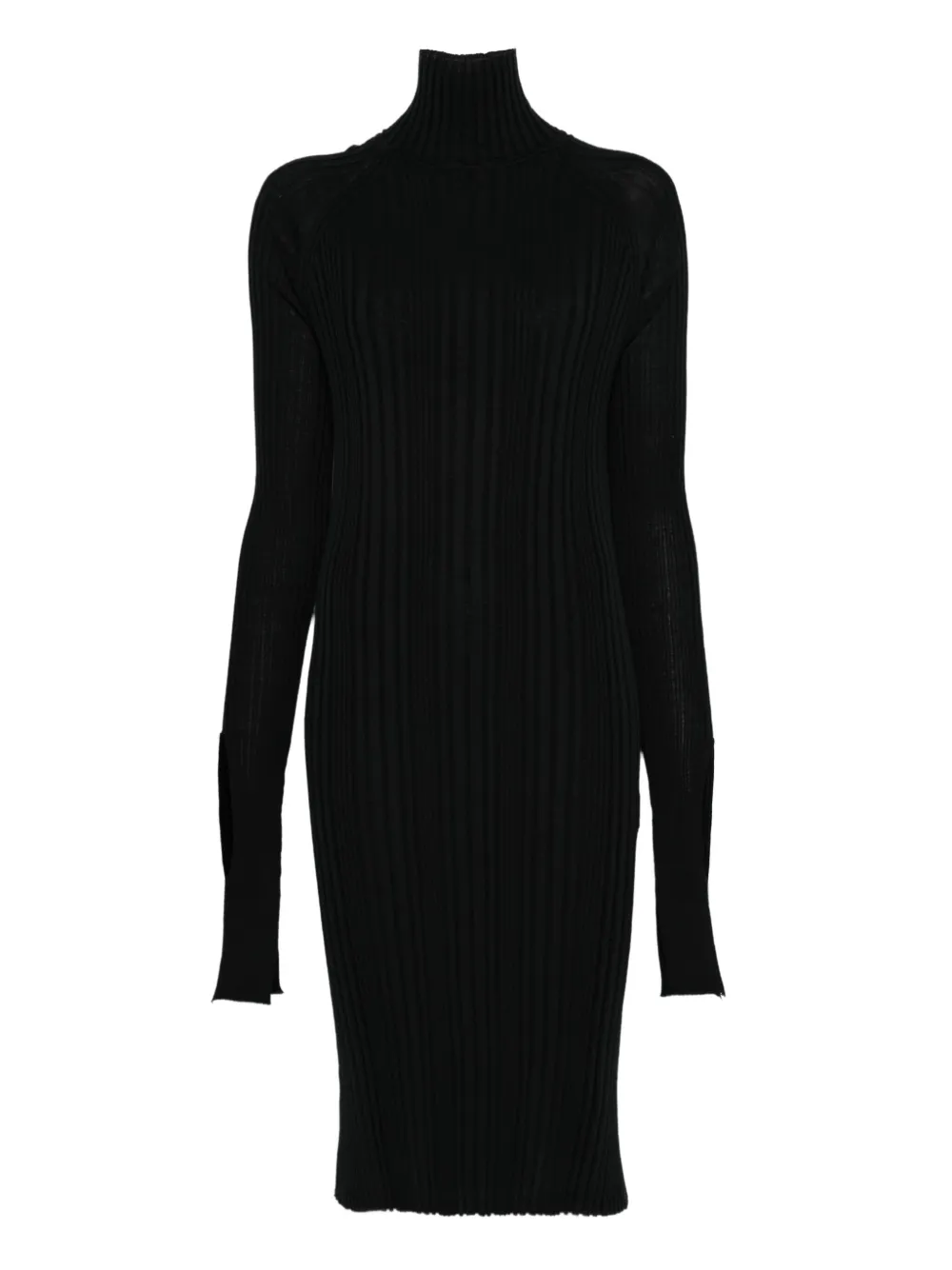 Mrz Virgin Wool Midi Dress In Black
