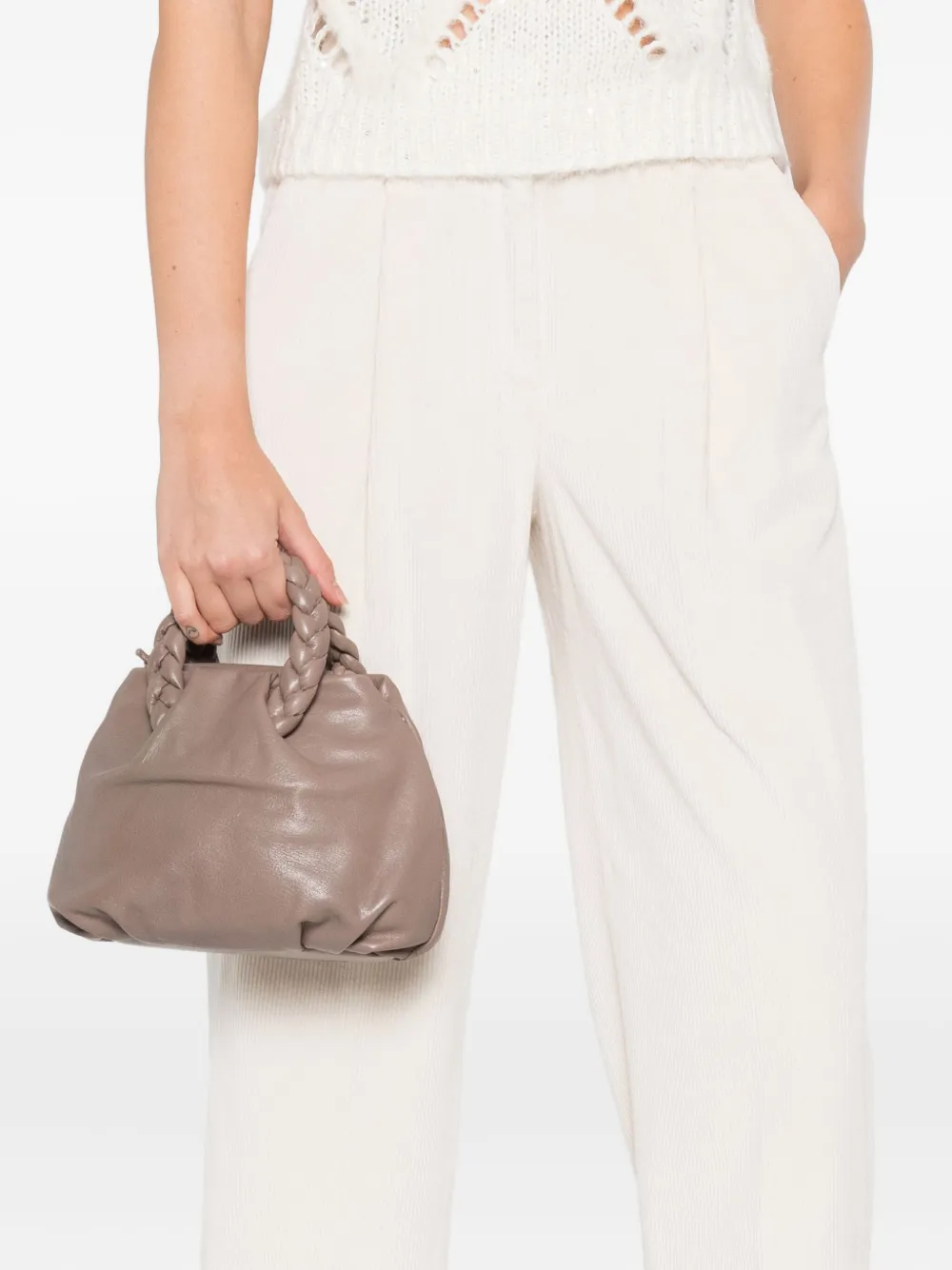 Hereu Bombon Leather Tote Bag In Gray