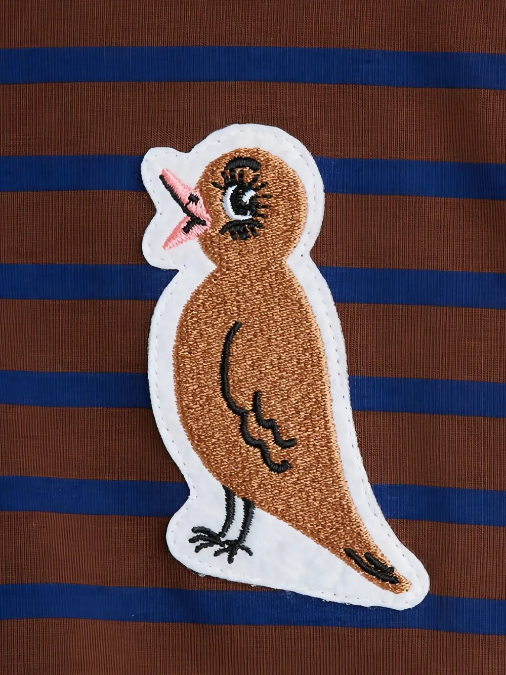 Mini Rodini Gestreept T-shirt met patch Bruin