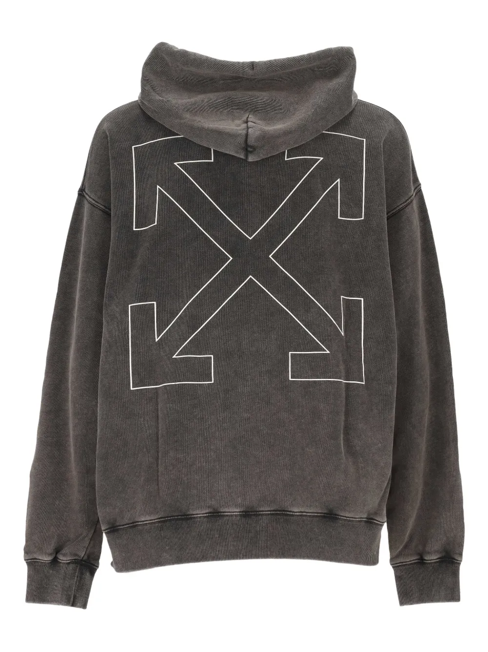 Off-white Logo Printed Drawstring Hoodie In Gray