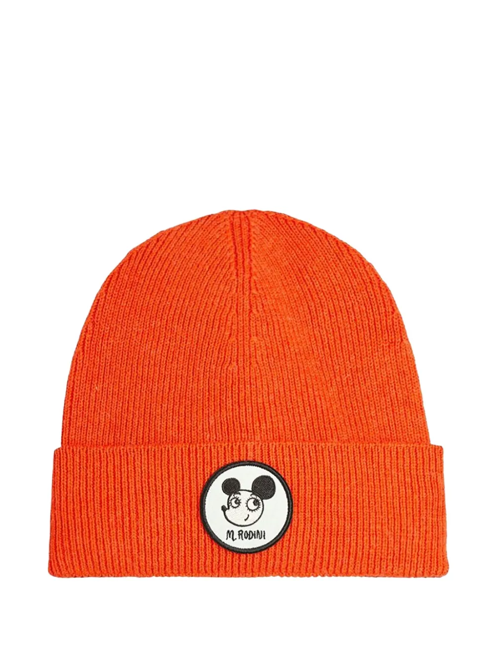 Mini Rodini ロゴアップリケ ビーニー - オレンジ Mini Rodini ロゴアップリケ ビーニー - オレンジ