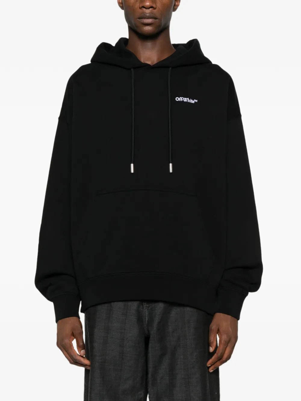 Off-White Hoodie met geborduurd logo Zwart