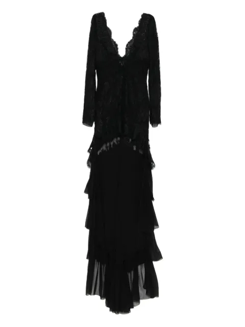 Saint Laurent vestido de encaje con volantes