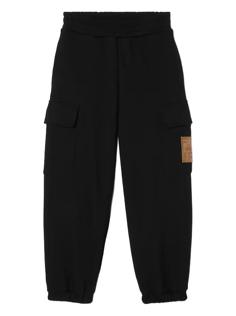 Fendi Kids Pantaloni sportivi in cotone con applicazione logo - Nero