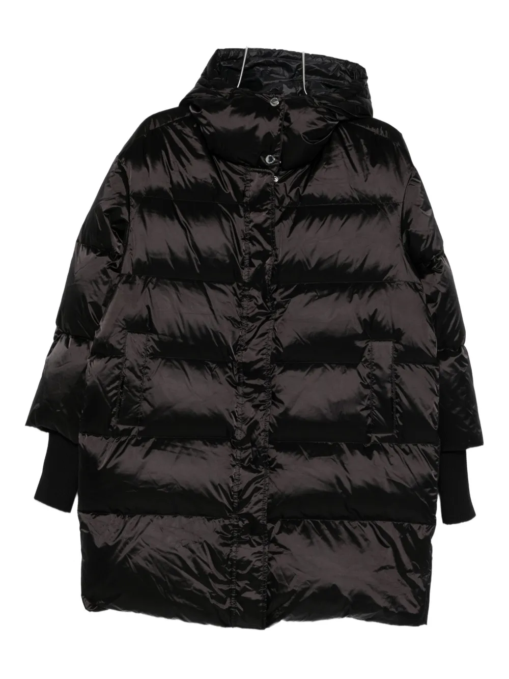 Patrizia Pepe Hooded Puffer Jacket In Brown