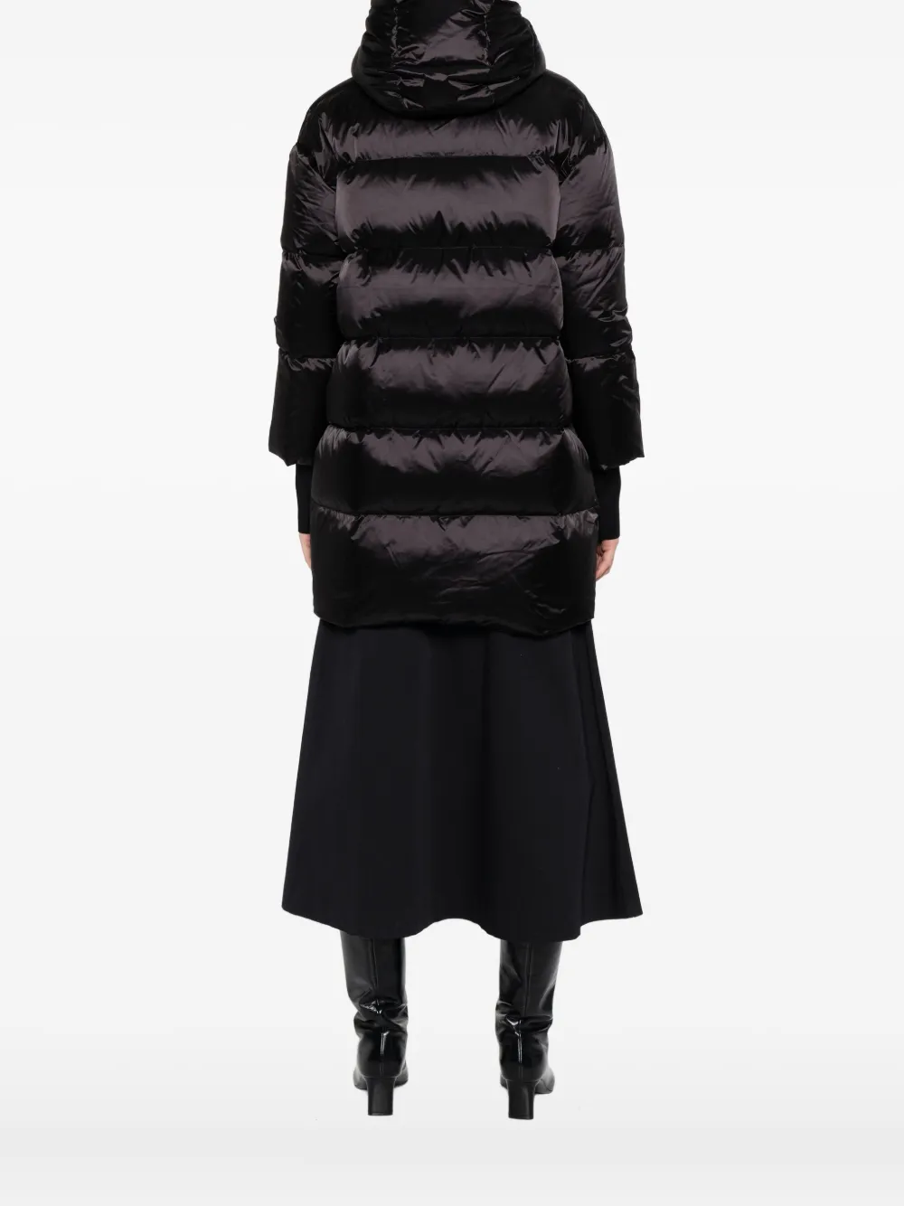 Patrizia Pepe Hooded Puffer Jacket In Brown