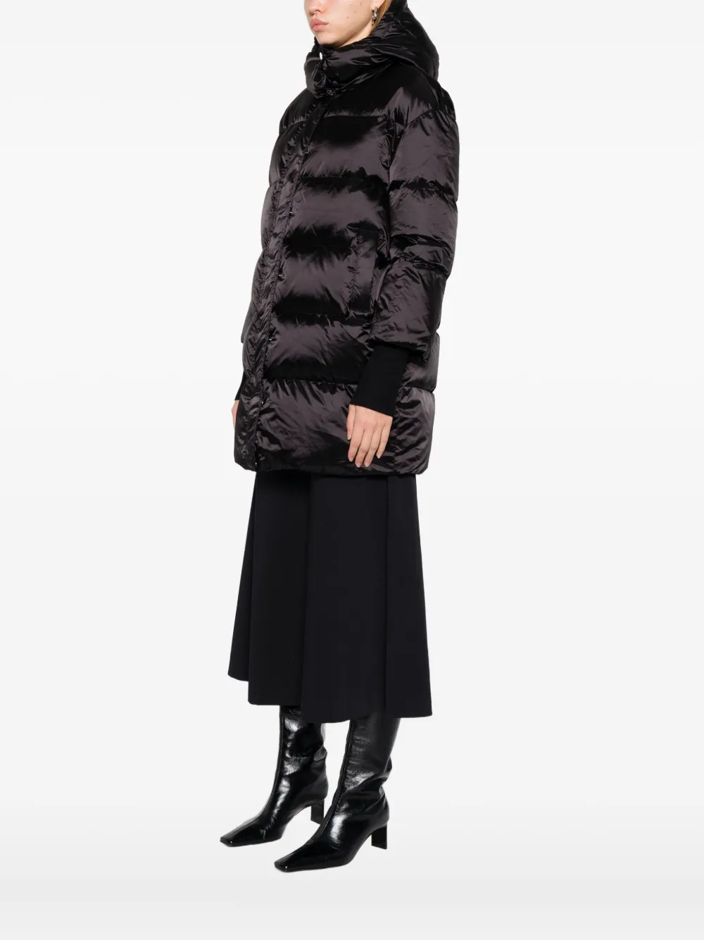 Patrizia Pepe Hooded Puffer Jacket In Brown