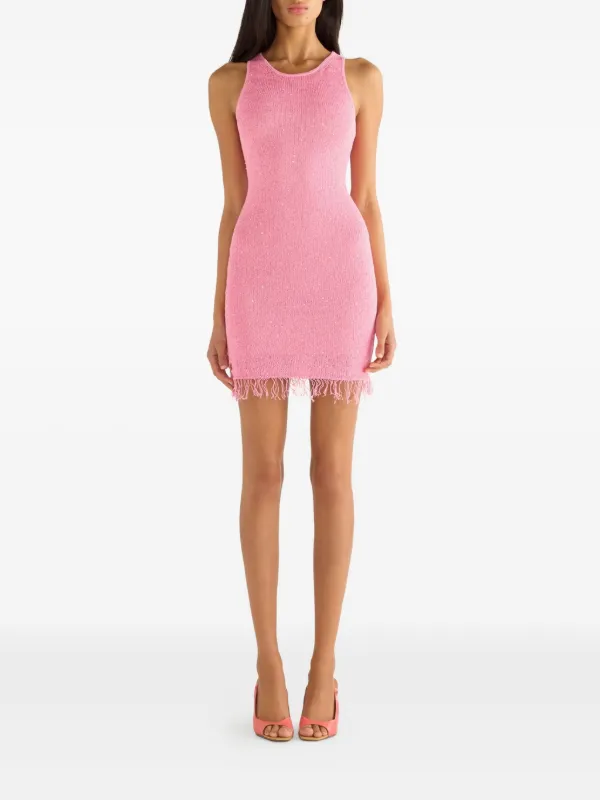 Asta Resort Natalia fring-hem Mini Dress | Pink | FARFETCH Asta Resort Natalia fring-hem Mini Dress | Pink | FARFETCH